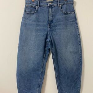 Everlane Wide Leg Denim Jeans in Medium Blue The Way High Barrel Size 32R Womens